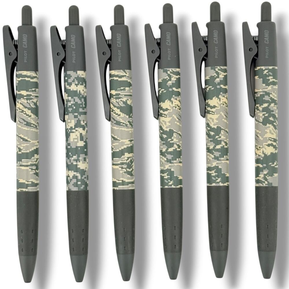 Pilot Camo Retractable Ballpoint Pens Black Ink Lot of 6 Camouflage Refillable